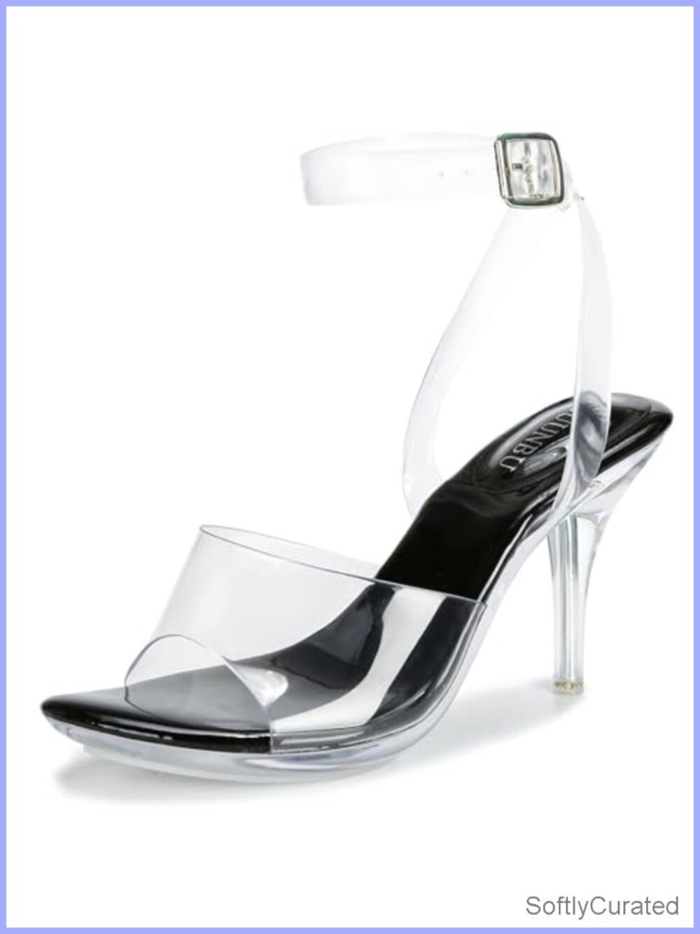 Clear Strappy Platform Heeled Sandals Ankle Strap Kitten Heel Slingback Open Toe